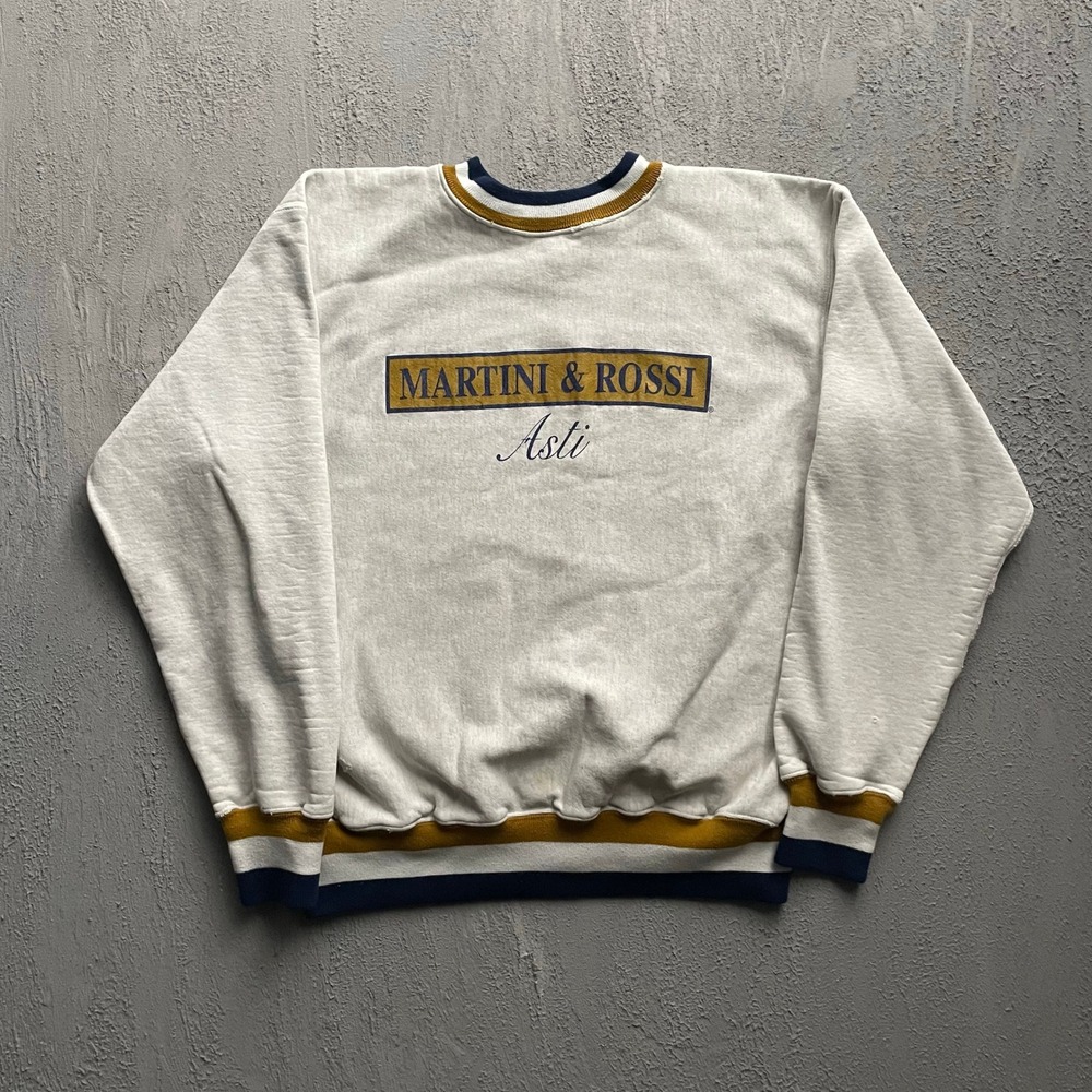 Vintage Martini & Rossi Asti Sweatshirt Mens XXL Grey 90s Graybear